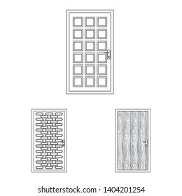 Vector illustration of door and front symbol. Collection of door and wooden stock symbol for web.