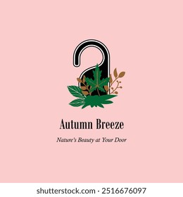 A vector illustration of a door hanger decorated with autumn foliage, including maple leaves and berries. The design evokes feelings of warmth and nostalgia.
