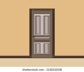 Vector illustration door interior facade background, classic and modern door style for interior design