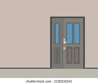 Vector illustration door interior facade background, classic and modern door style for interior design