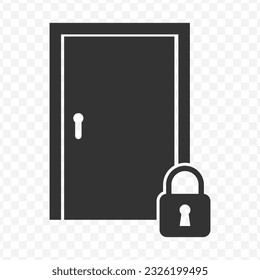 Vector illustration of door lock icon in dark color and transparent background(PNG).