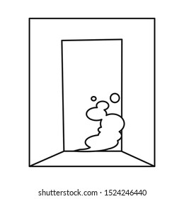 Vector illustration of door and smoke logo. Graphic of door and exit vector icon for stock.