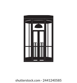 Ilustración vectorial de puertas y ventanas en la ciudad.