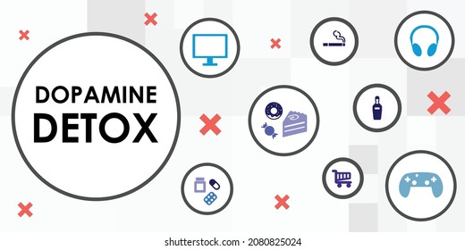 Vector Illustration Of Dopamine Detox Rules And Forbidden Activities And Products