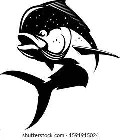 Vector illustration of Dorado or Dolphin Fish. Vector illustration can be used for creating logo and emblem for fishing clubs 