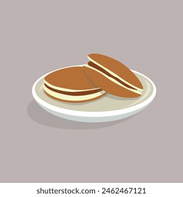 Vector Illustration of Dorayaki with Chocolate Cream