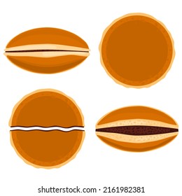 Ilustración vectorial de dorayaki. Dulces japoneses.