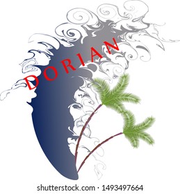 Vector illustration DORIAN.HURRICANE IN FLORIDA.