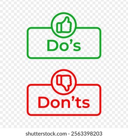 Vector illustration of Do's and Dont's button isolated on transparent background