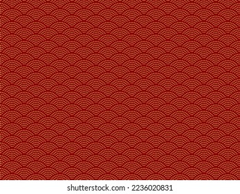 Ilustración vectorial del fondo del patrón de onda de Dot Qinghai (rojo, oro)