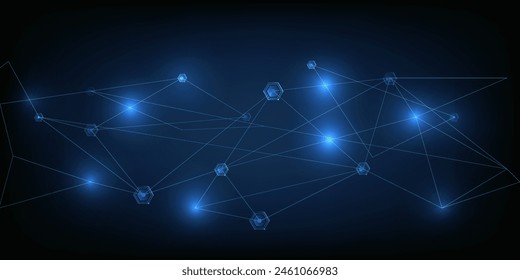 Vector illustration of dots connecting network abstract blue futuristic and technology background.