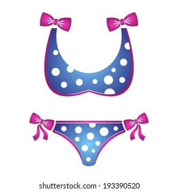 Vector illustration of dotted blue bikini swimsuit isolated