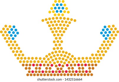 Vector illustration. Dotted crown logo icon in plain colors.