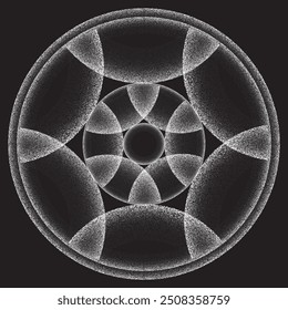 Vector illustration of Dotted Geometrical Pattern, Sacred Geometry Mandala Patterns. Black Background.