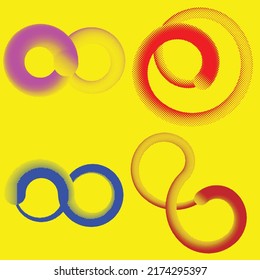 Vector Illustration . Dotted line .Liquid halftone dots. Spiral Logo . Design element . Abstract halftone dots shape .