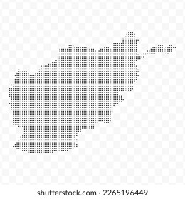 Vector Illustration of Dotted Map of Afghanistan in black on Transparent Background (PNG). Dotted black map template for website pattern, annual report, infographics.