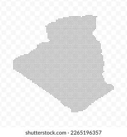 Vector Illustration of Dotted Map of Algeria in black on Transparent Background (PNG). Dotted black map template for website pattern, annual report, infographics.