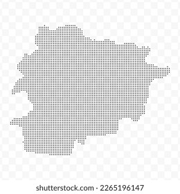 Vector Illustration of Dotted Map of Andorra in black on Transparent Background (PNG). Dotted black map template for website pattern, annual report, infographics.