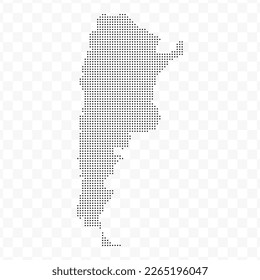 Vector Illustration of Dotted Map of Argentina in black on Transparent Background (PNG). Dotted black map template for website pattern, annual report, infographics.