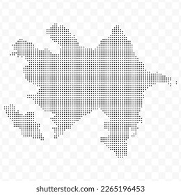 Vector Illustration of Dotted Map of Azerbaijan in black on Transparent Background (PNG). Dotted black map template for website pattern, annual report, infographics.