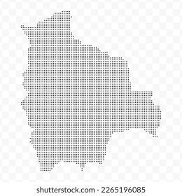 Vector Illustration of Dotted Map of Bolivia in black on Transparent Background (PNG). Dotted black map template for website pattern, annual report, infographics.