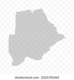 Vector Illustration of Dotted Map of Botswana in black on Transparent Background (PNG). Dotted black map template for website pattern, annual report, infographics.