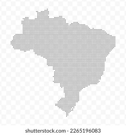 Vector Illustration of Dotted Map of Brazil in black on Transparent Background (PNG). Dotted black map template for website pattern, annual report, infographics.