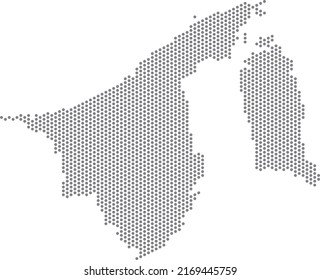 vector illustration of dotted map of Brunei