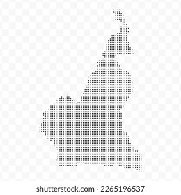 Vector Illustration of Dotted Map of Cameroon in black on Transparent Background (PNG). Dotted black map template for website pattern, annual report, infographics.