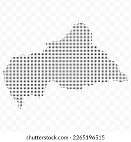 Vector Illustration of Dotted Map of Central African Republic in black on Transparent Background (PNG). Dotted black map template for website pattern, annual report, infographics.