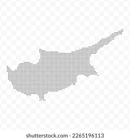 Vector Illustration of Dotted Map of Cyprus in black on Transparent Background (PNG). Dotted black map template for website pattern, annual report, infographics.