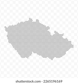 Vector Illustration of Dotted Map of Czech in black on Transparent Background (PNG). Dotted black map template for website pattern, annual report, infographics.