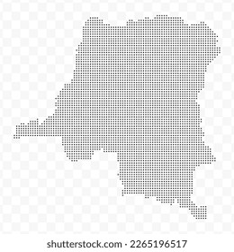 Vector Illustration of Dotted Map of Democratic Republic of the Congo in black on Transparent Background (PNG). Dotted black map template for website pattern, annual report, infographics.