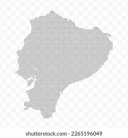 Vector Illustration of Dotted Map of Ecuador in black on Transparent Background (PNG). Dotted black map template for website pattern, annual report, infographics.