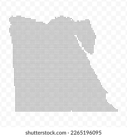 Vector Illustration of Dotted Map of Egypt in black on Transparent Background (PNG). Dotted black map template for website pattern, annual report, infographics.