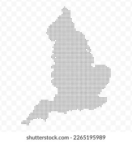 Vector Illustration of Dotted Map of England in black on Transparent Background (PNG). Dotted black map template for website pattern, annual report, infographics.