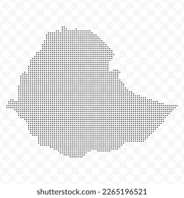 Ilustración vectorial del mapa distorsionado de Etiopía en negro sobre fondo transparente (PNG). Plantilla de mapa negro con puntos para el patrón de sitio web, informe anual, infografías.