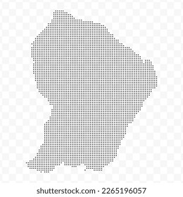 Vector Illustration of Dotted Map of French Guiana in black on Transparent Background (PNG). Dotted black map template for website pattern, annual report, infographics.