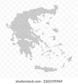 Vector Illustration of Dotted Map of Greece in black on Transparent Background (PNG). Dotted black map template for website pattern, annual report, infographics.