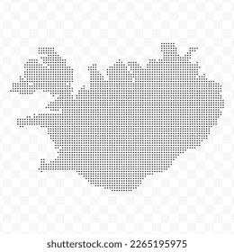 Vector Illustration of Dotted Map of Iceland in black on Transparent Background (PNG). Dotted black map template for website pattern, annual report, infographics.