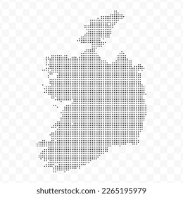 Vektorgrafik von "Dotted Map of Ireland" in schwarz auf transparentem Hintergrund (PNG). Schwarze Kartenvorlage für Webseitenmuster, Geschäftsbericht, Infografiken.