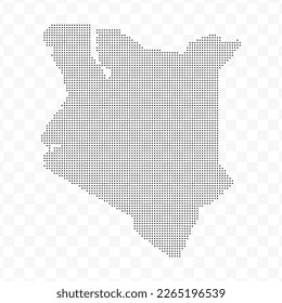 Vector Illustration of Dotted Map of Kenya in black on Transparent Background (PNG). Dotted black map template for website pattern, annual report, infographics.
