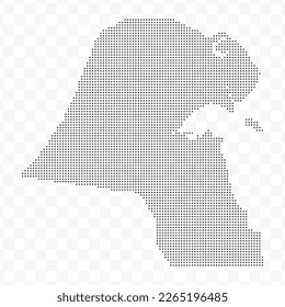 Vector Illustration of Dotted Map of Kuwait in black on Transparent Background (PNG). Dotted black map template for website pattern, annual report, infographics.