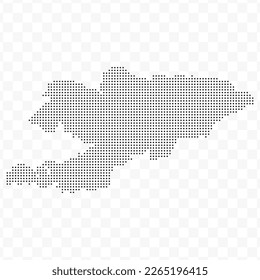Vector Illustration of Dotted Map of Kyrgyzstan in black on Transparent Background (PNG). Dotted black map template for website pattern, annual report, infographics.