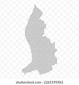 Vector Illustration of Dotted Map of Liechtenstein in black on Transparent Background (PNG). Dotted black map template for website pattern, annual report, infographics.
