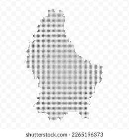 Vector Illustration of Dotted Map of Luxembourg in black on Transparent Background (PNG). Dotted black map template for website pattern, annual report, infographics.