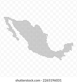 Ilustración vectorial del Mapa Dotado de México en negro sobre fondo transparente (PNG). Plantilla de mapa negro con puntos para el patrón de sitio web, informe anual, infografías.