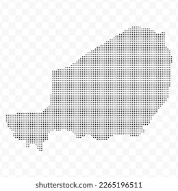 Vector Illustration of Dotted Map of Niger in black on Transparent Background (PNG). Dotted black map template for website pattern, annual report, infographics.