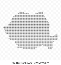 Vector Illustration of Dotted Map of romania in black on Transparent Background (PNG). Dotted black map template for website pattern, annual report, infographics.