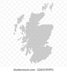 Vector Illustration of Dotted Map of Scotland in black on Transparent Background (PNG). Dotted black map template for website pattern, annual report, infographics.